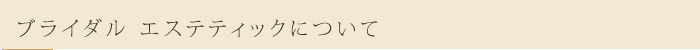 ブライダルエステティックについて